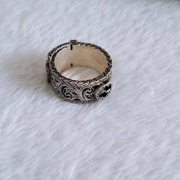 Authentic Gucci Garden Sliver Oxidised Buckle Ring With interlocking G LOGO - Picture 12 of 16